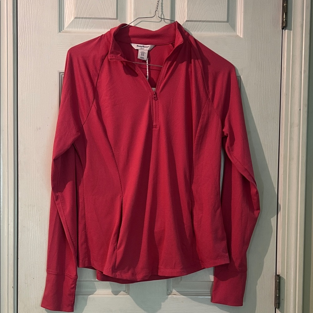 Tommy Bahama Golf Textured Quarter-Zip Pullover - Coral Pink